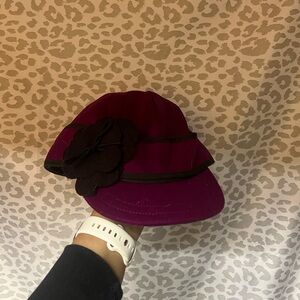 Magenta Women's Stormy Kromer Hat with Floral Accent